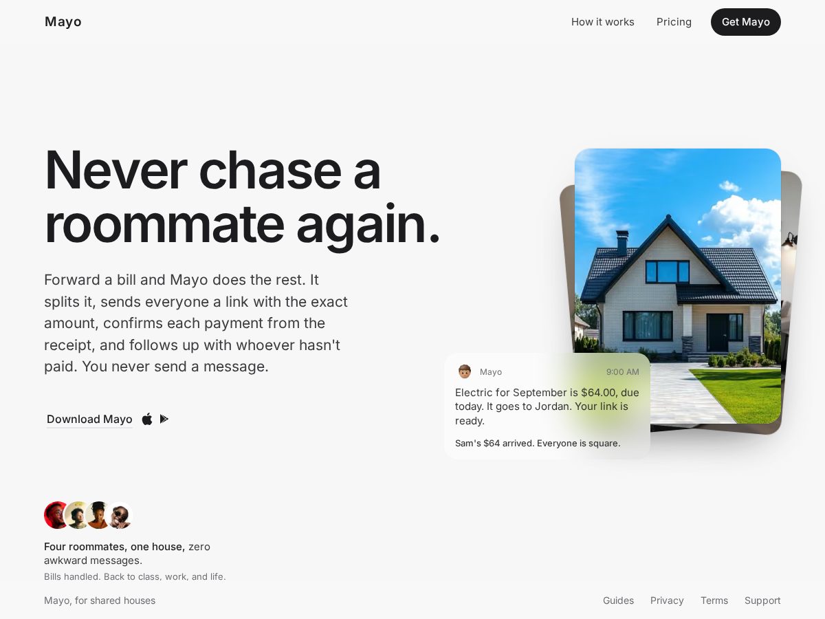 Landing-page snapshot of mayo.house