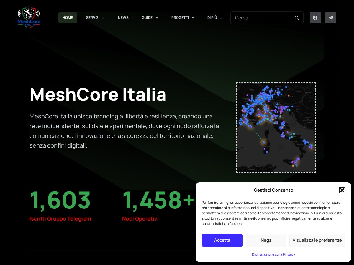 Landing-page snapshot of meshcoreitalia.net