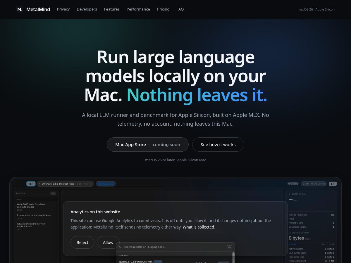 Landing-page snapshot of metalmind.app