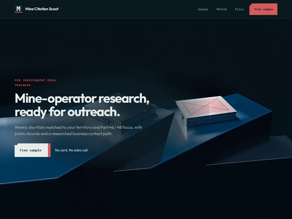 Landing-page snapshot of minecitationscout.com