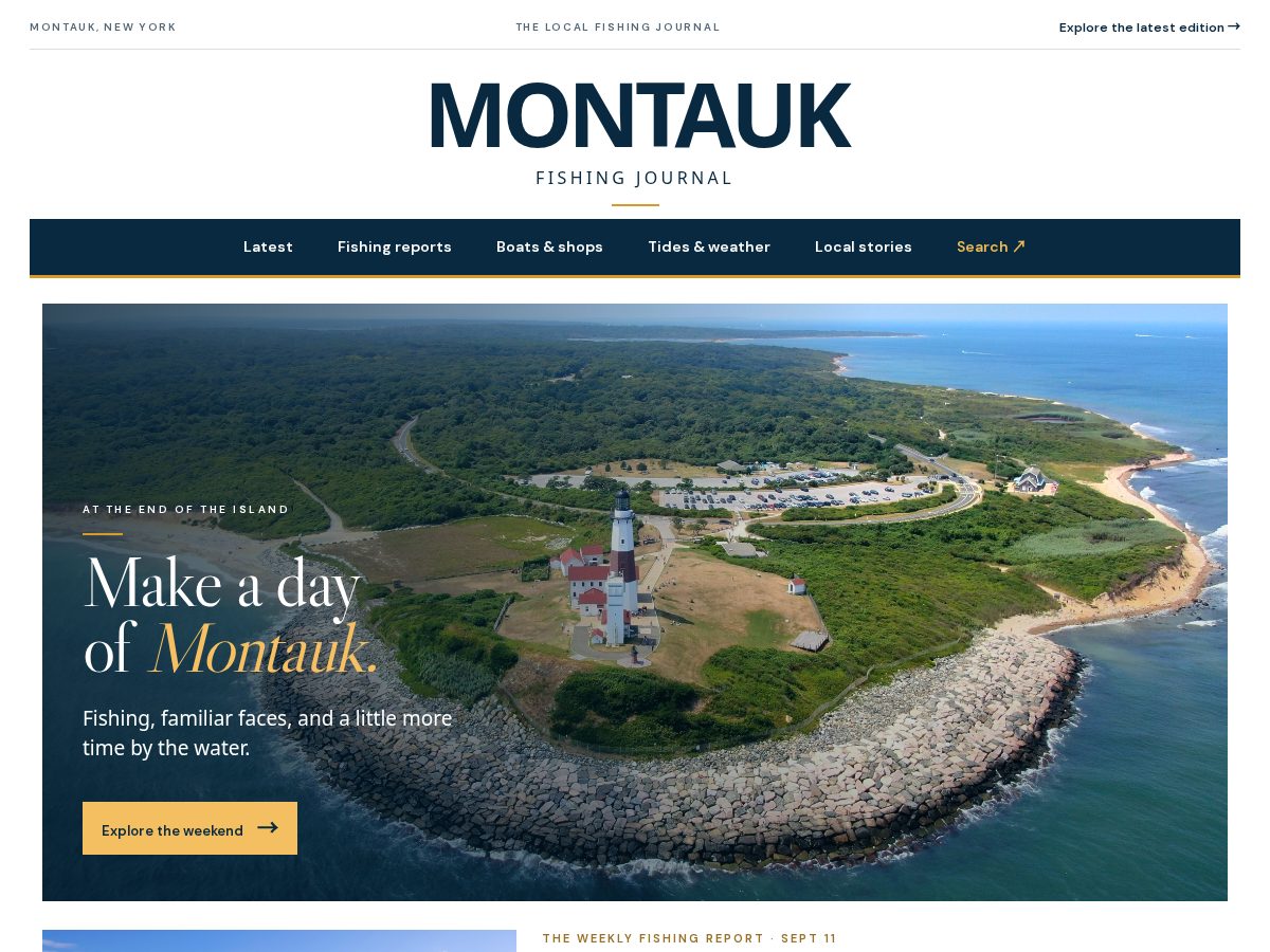 Landing-page snapshot of montaukfishingjournal.com