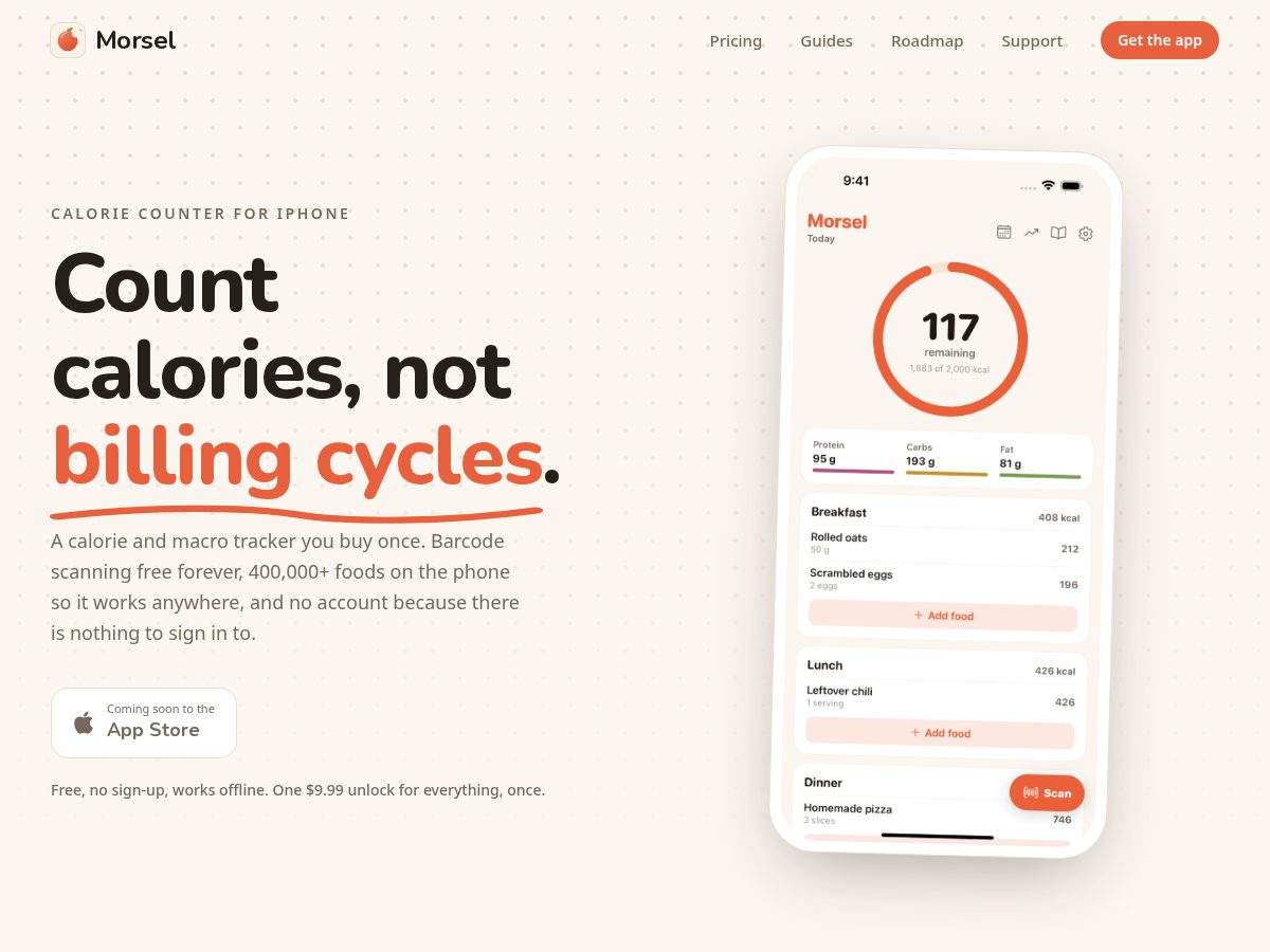 Landing-page snapshot of morseltracker.app