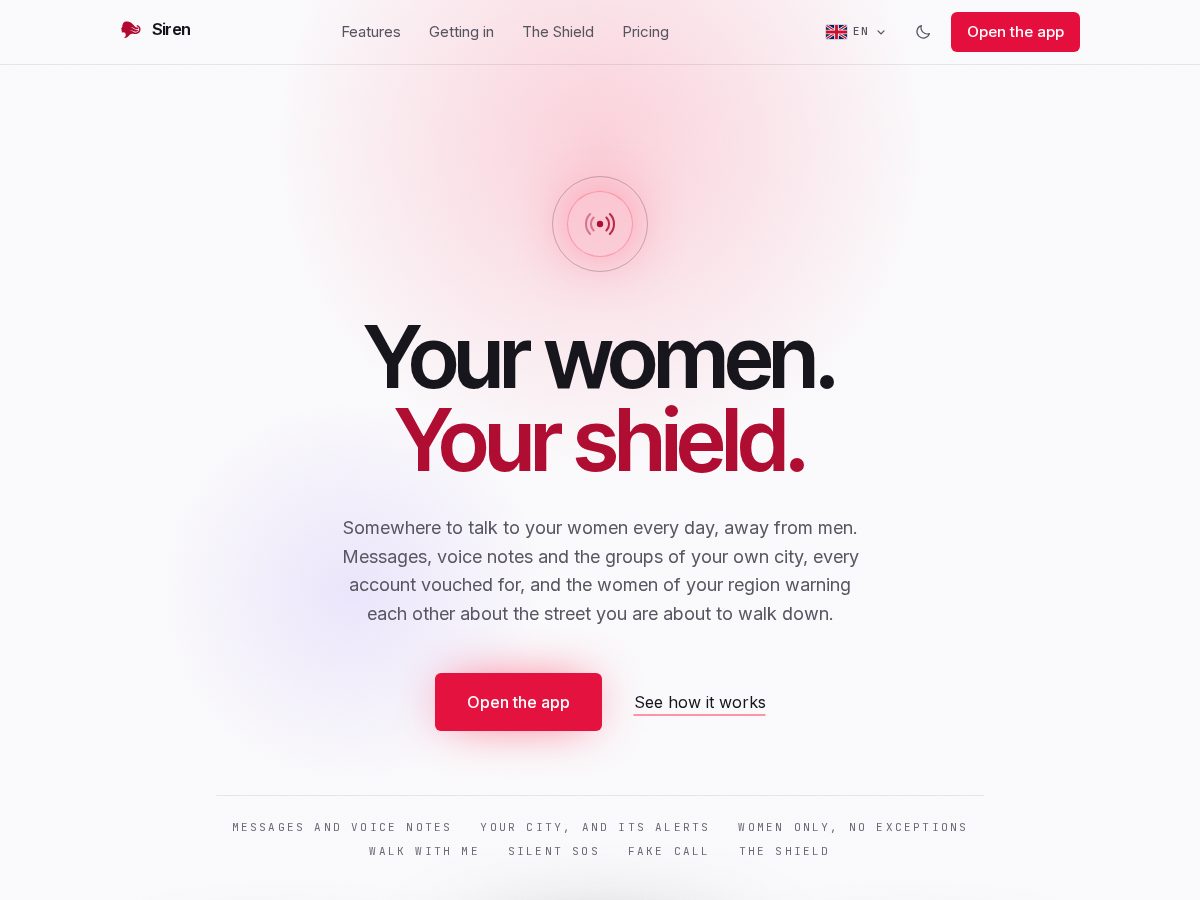 Landing-page snapshot of mysiren.app