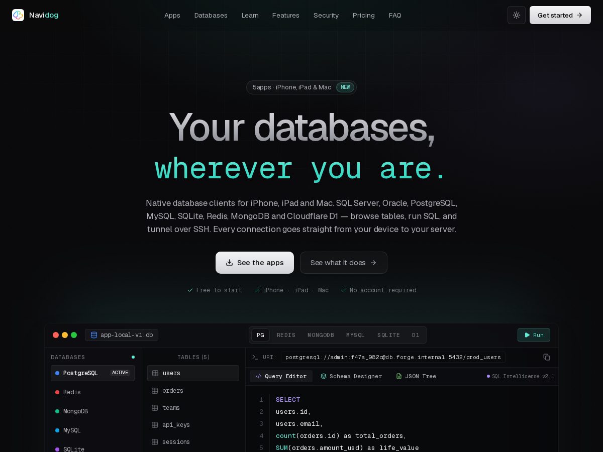 Landing-page snapshot of navidog.app