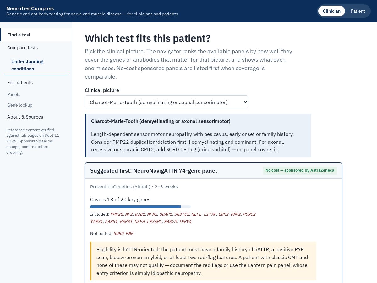 Landing-page snapshot of neurotestcompass.org