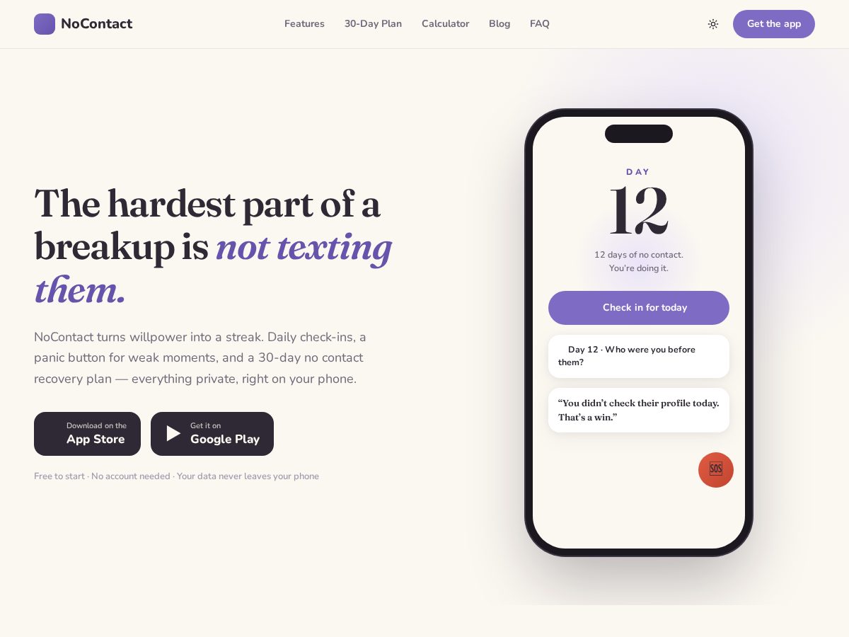 Landing-page snapshot of nocontactex.com