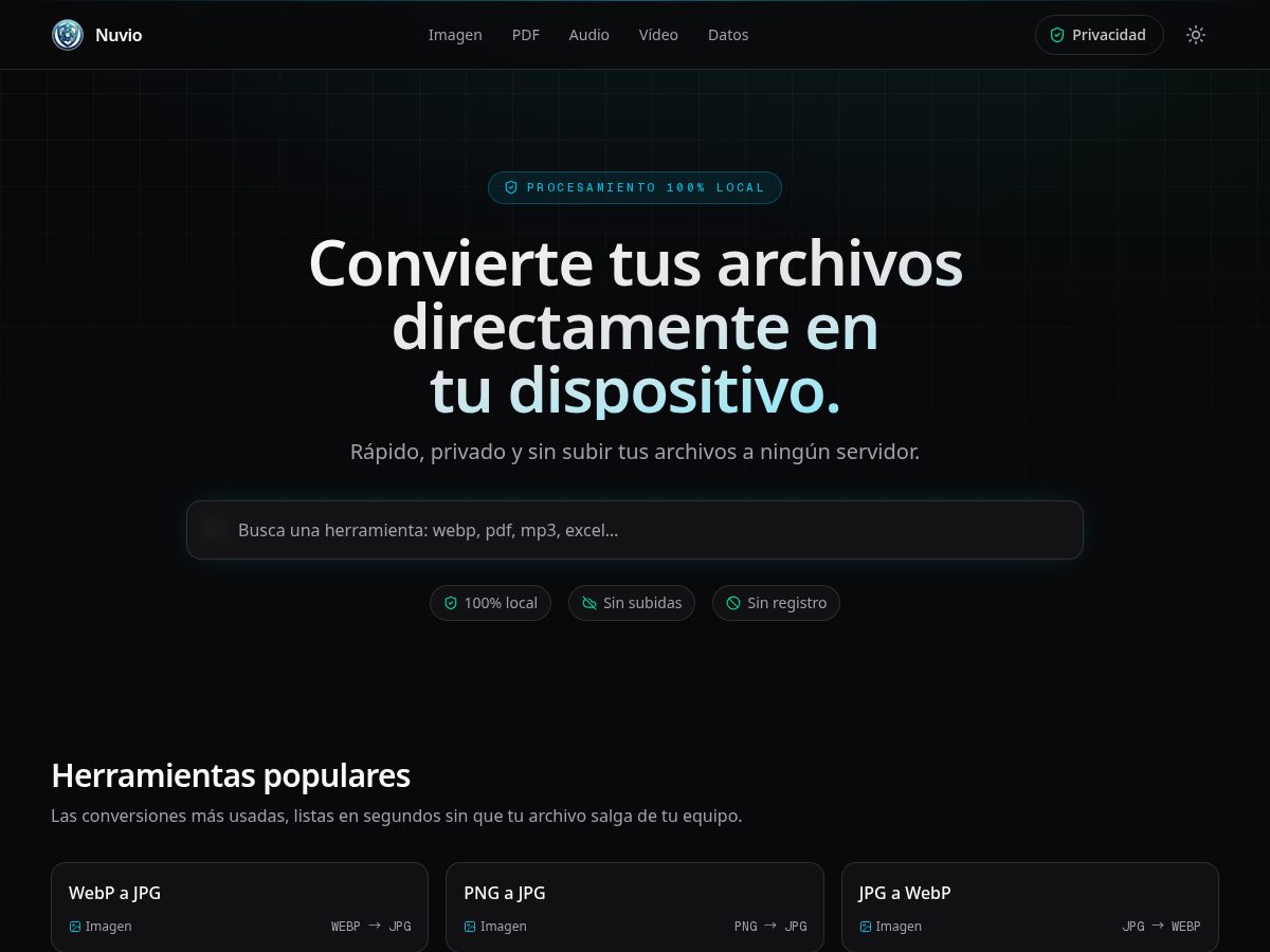 Landing-page snapshot of nuvio.website