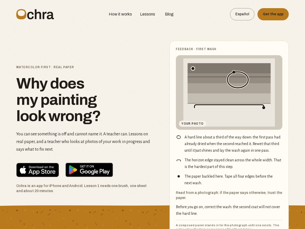 Landing-page snapshot of ochra.app
