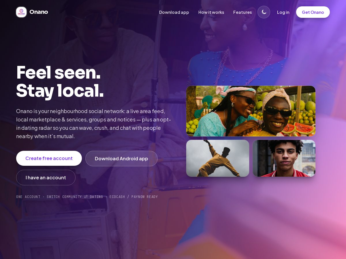 Landing-page snapshot of onano.space
