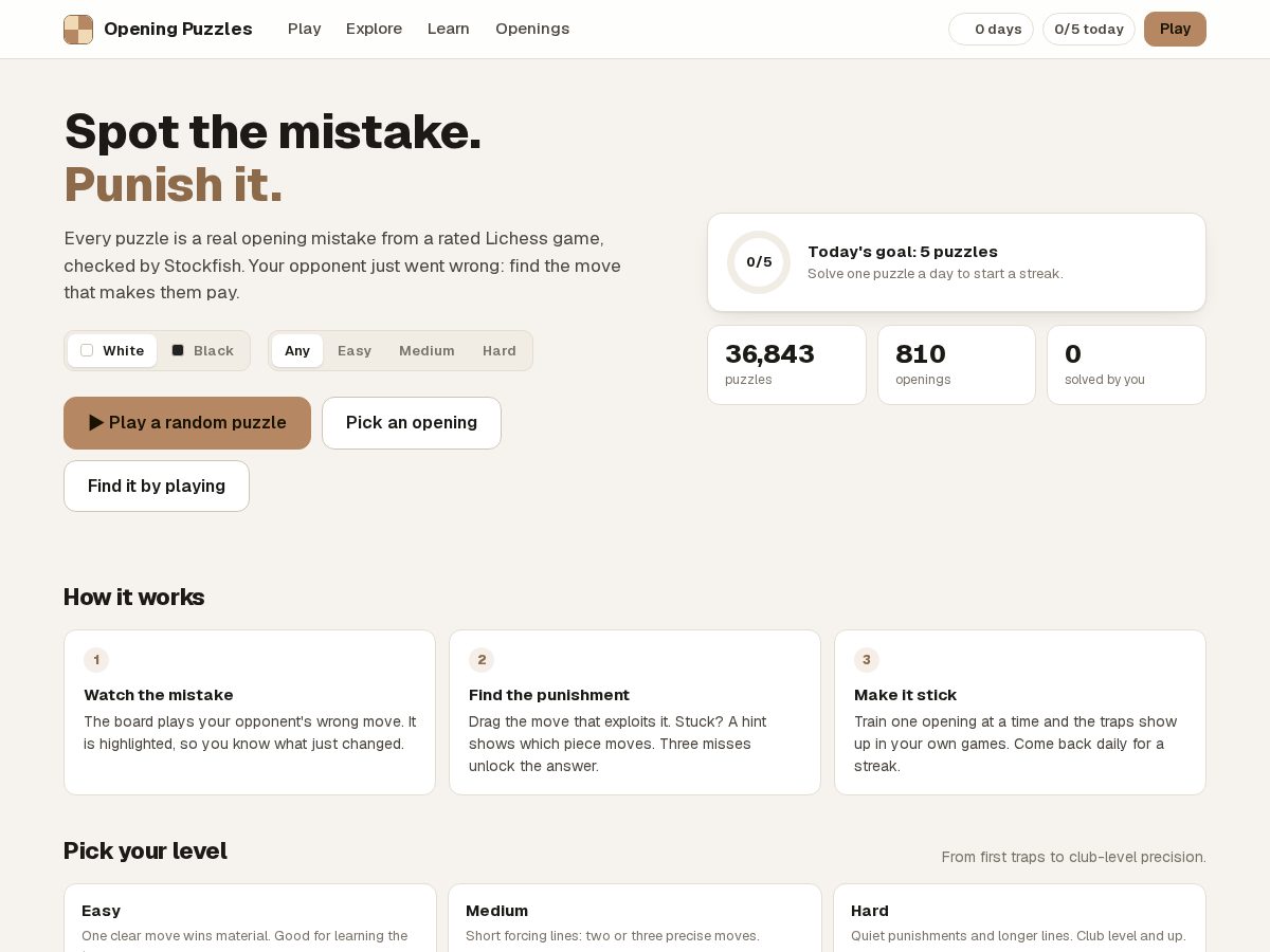 Landing-page snapshot of openingpuzzles.com