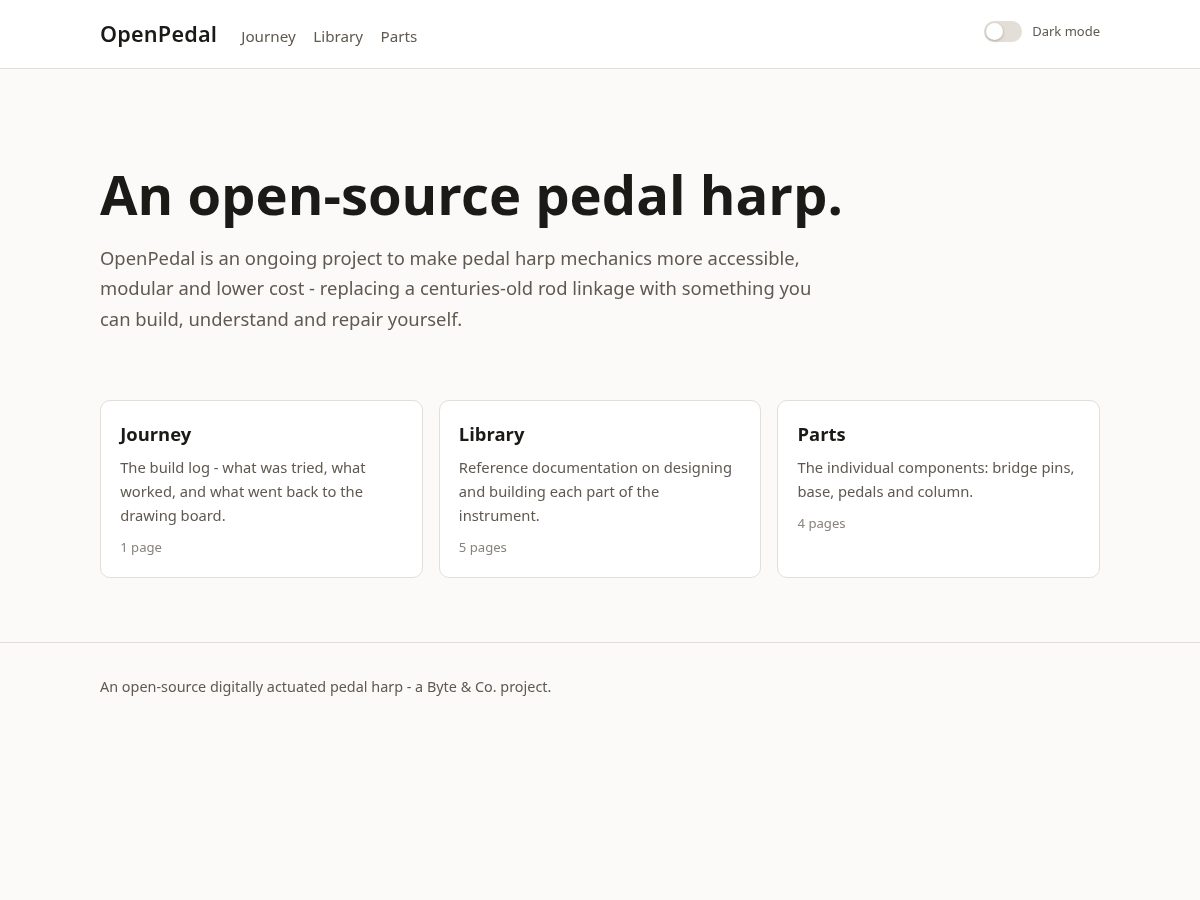Landing-page snapshot of openpedal.org