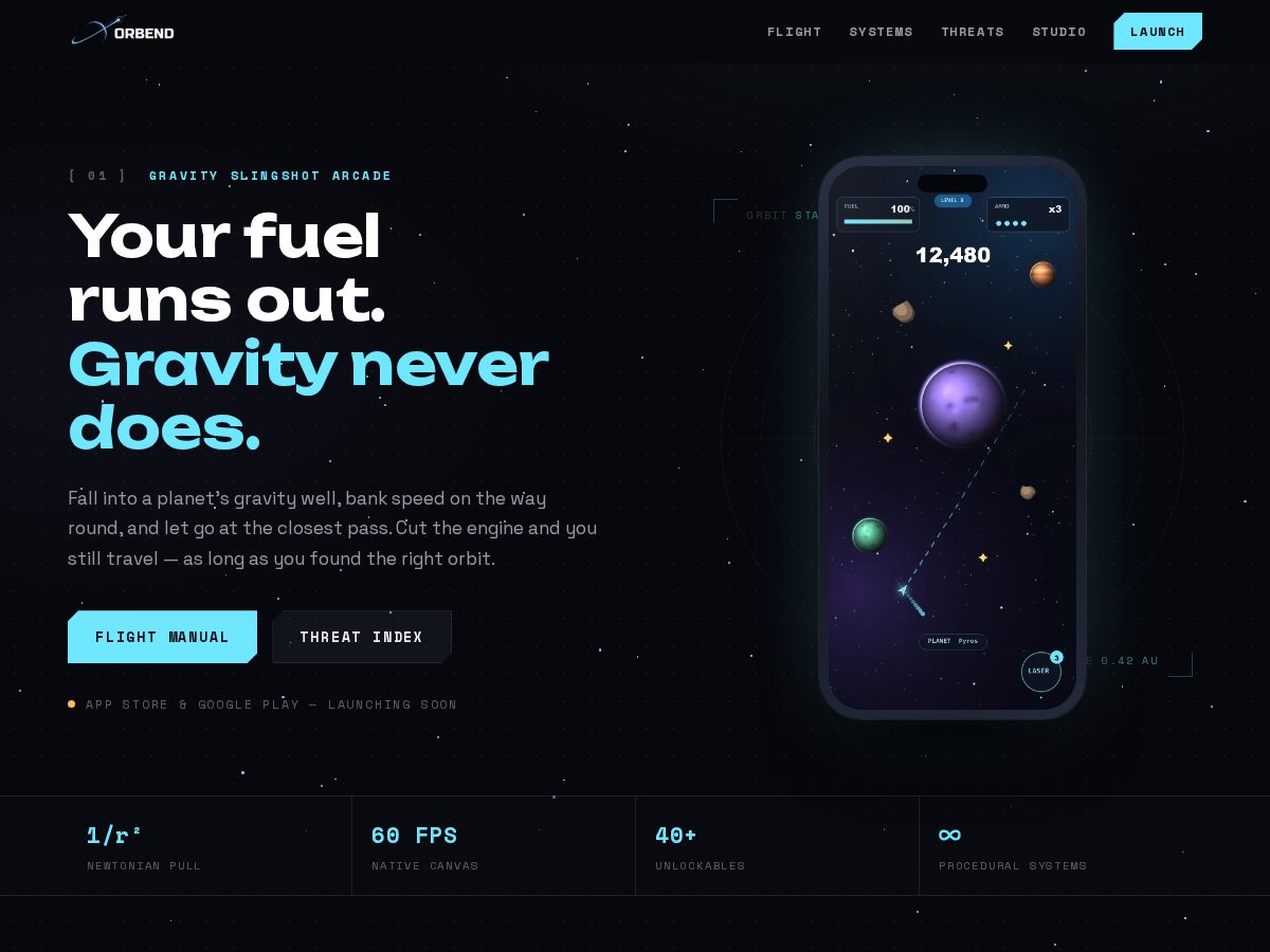Landing-page snapshot of orbend.app