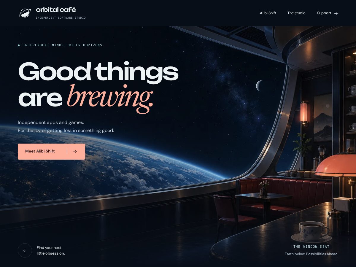 Landing-page snapshot of orbitalcafe.app