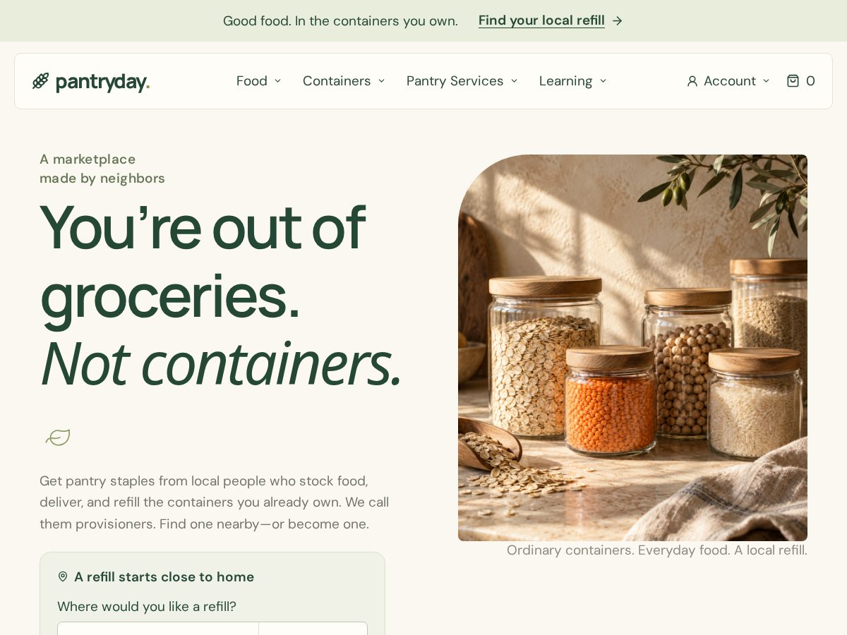 Landing-page snapshot of pantry.day