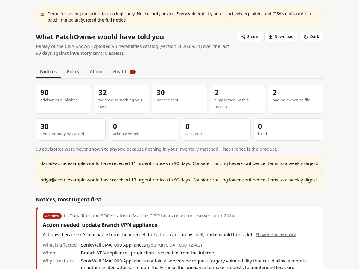 Landing-page snapshot of patchowner.com