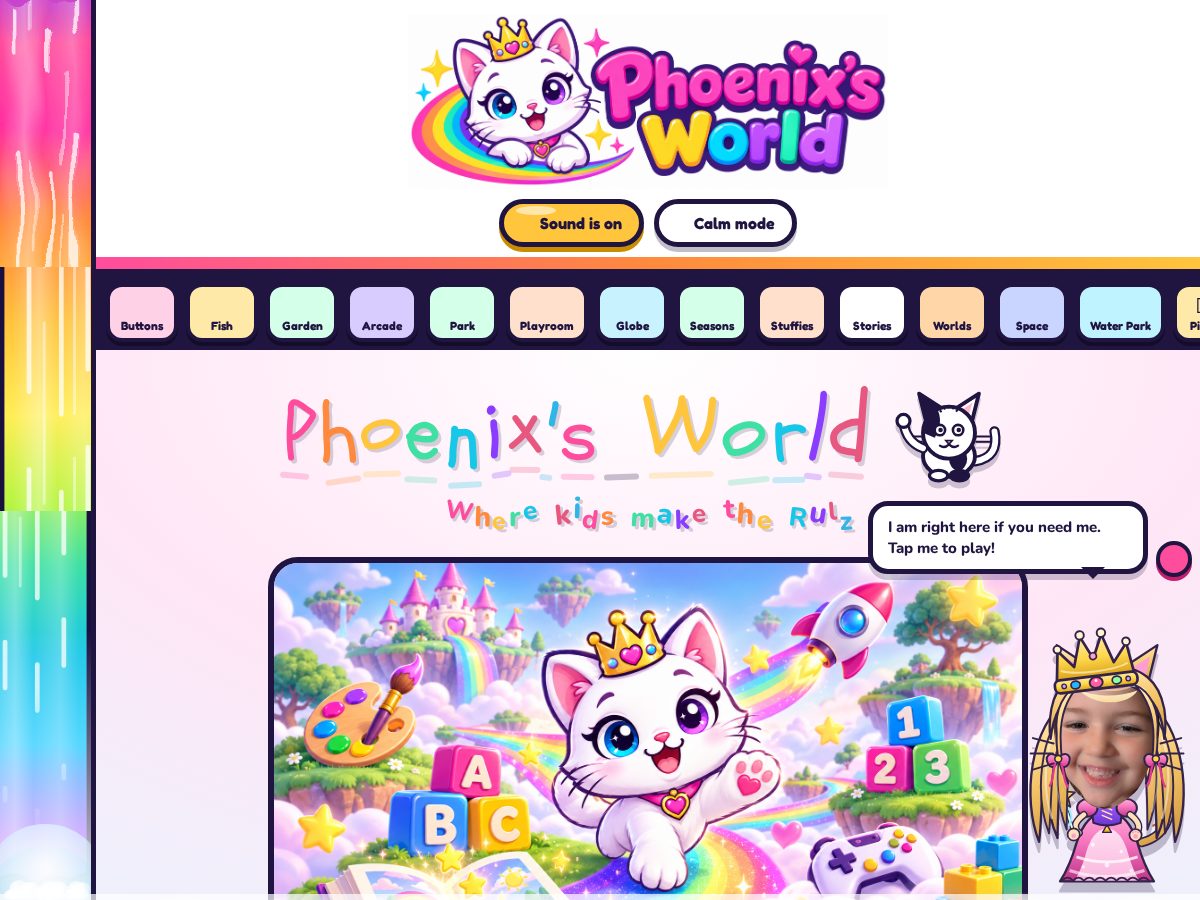Landing-page snapshot of phoenixsworld.com