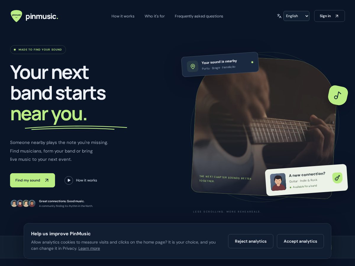 Landing-page snapshot of pinmusic.net
