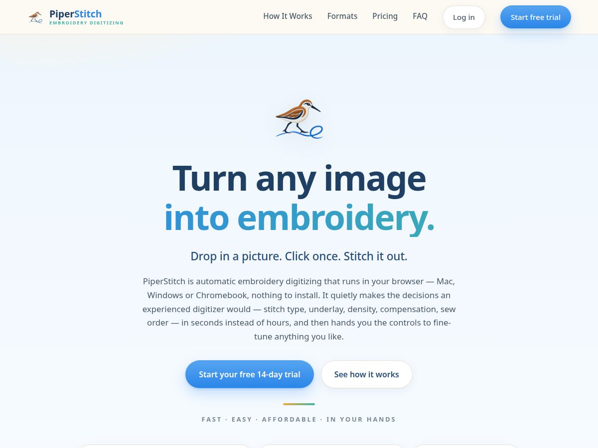 Landing-page snapshot of piperstitch.com