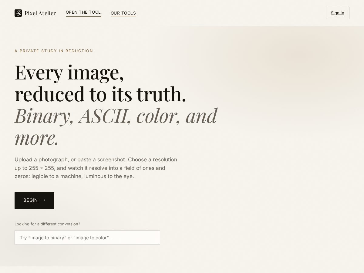 Landing-page snapshot of pixelatelierlab.com