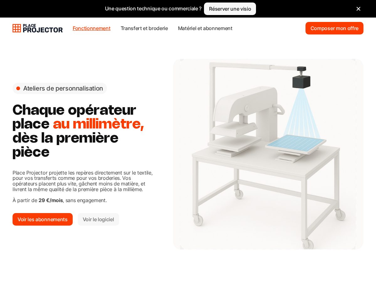 Landing-page snapshot of placeprojector.com