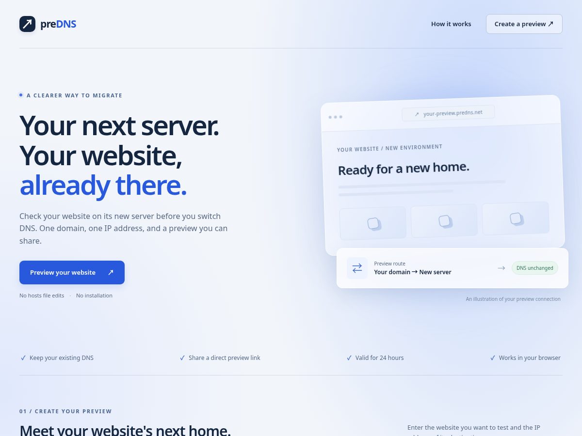 Landing-page snapshot of predns.net