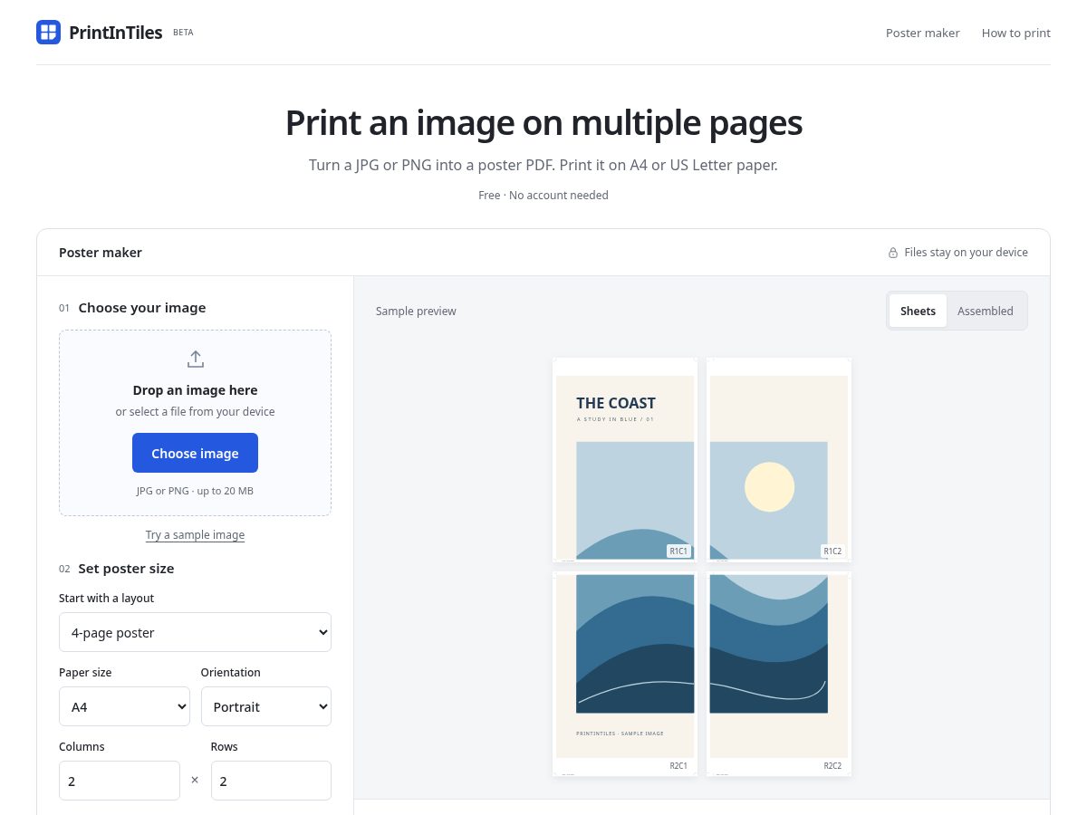 Landing-page snapshot of printintiles.com