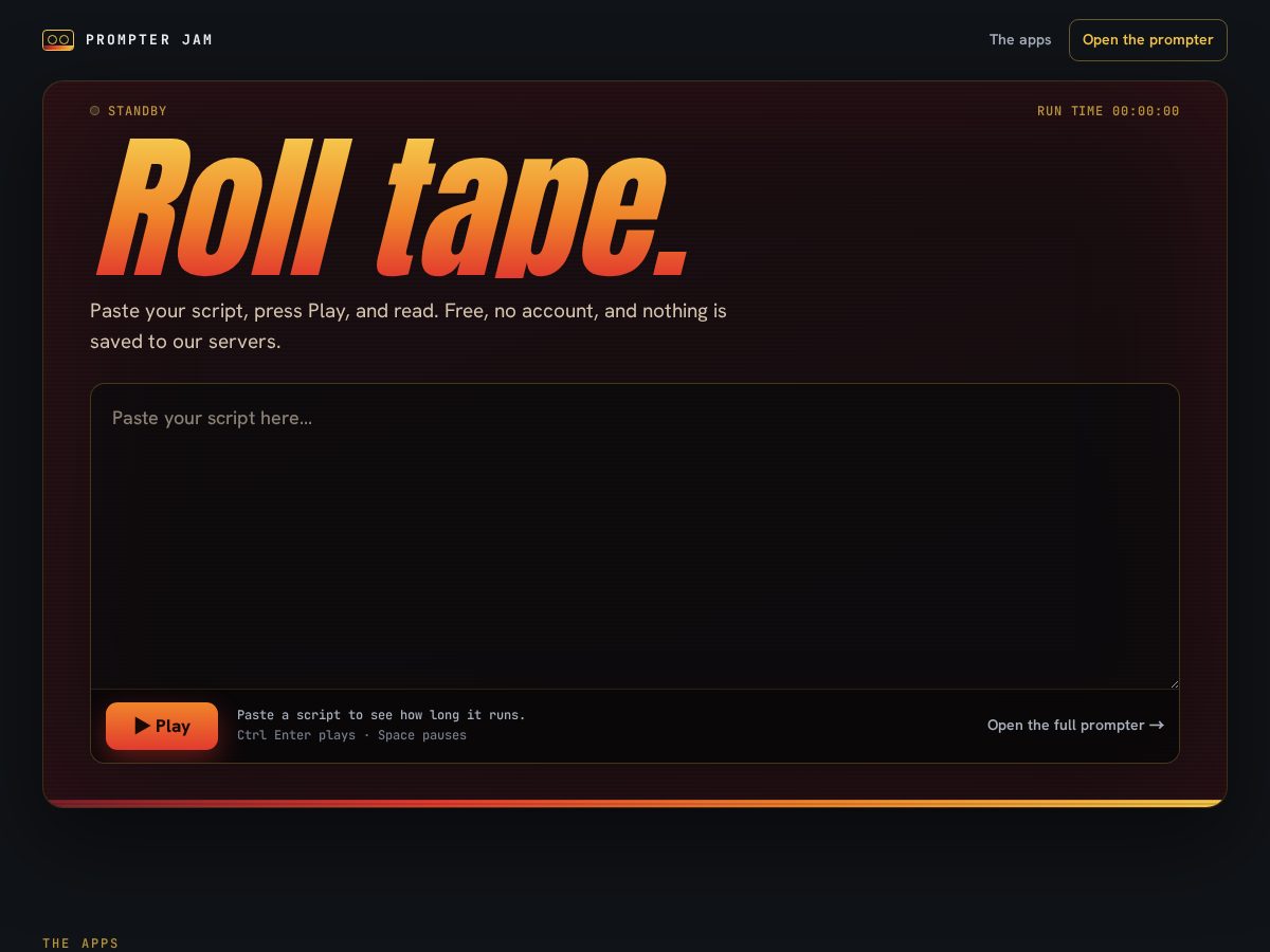 Landing-page snapshot of prompterjam.com