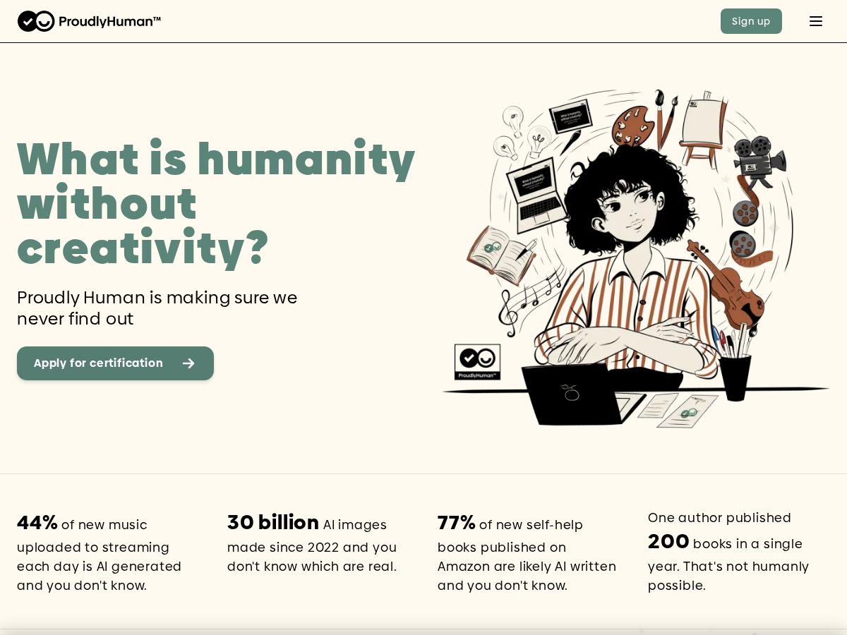 Landing-page snapshot of proudlyhuman.music
