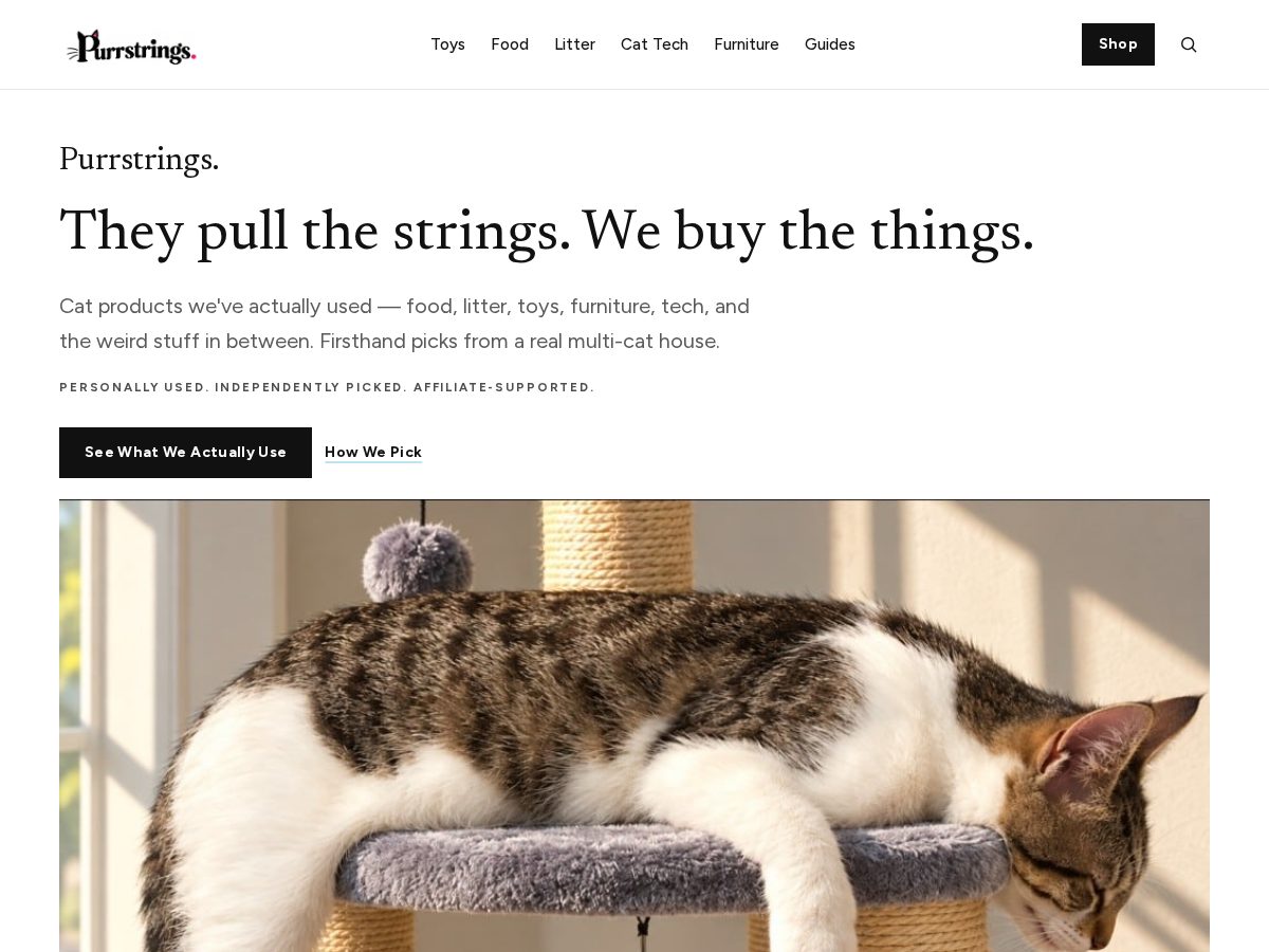 Landing-page snapshot of purrstrings.com