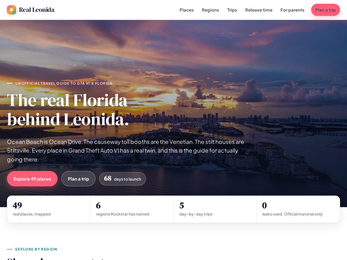 Landing-page snapshot of realleonida.com