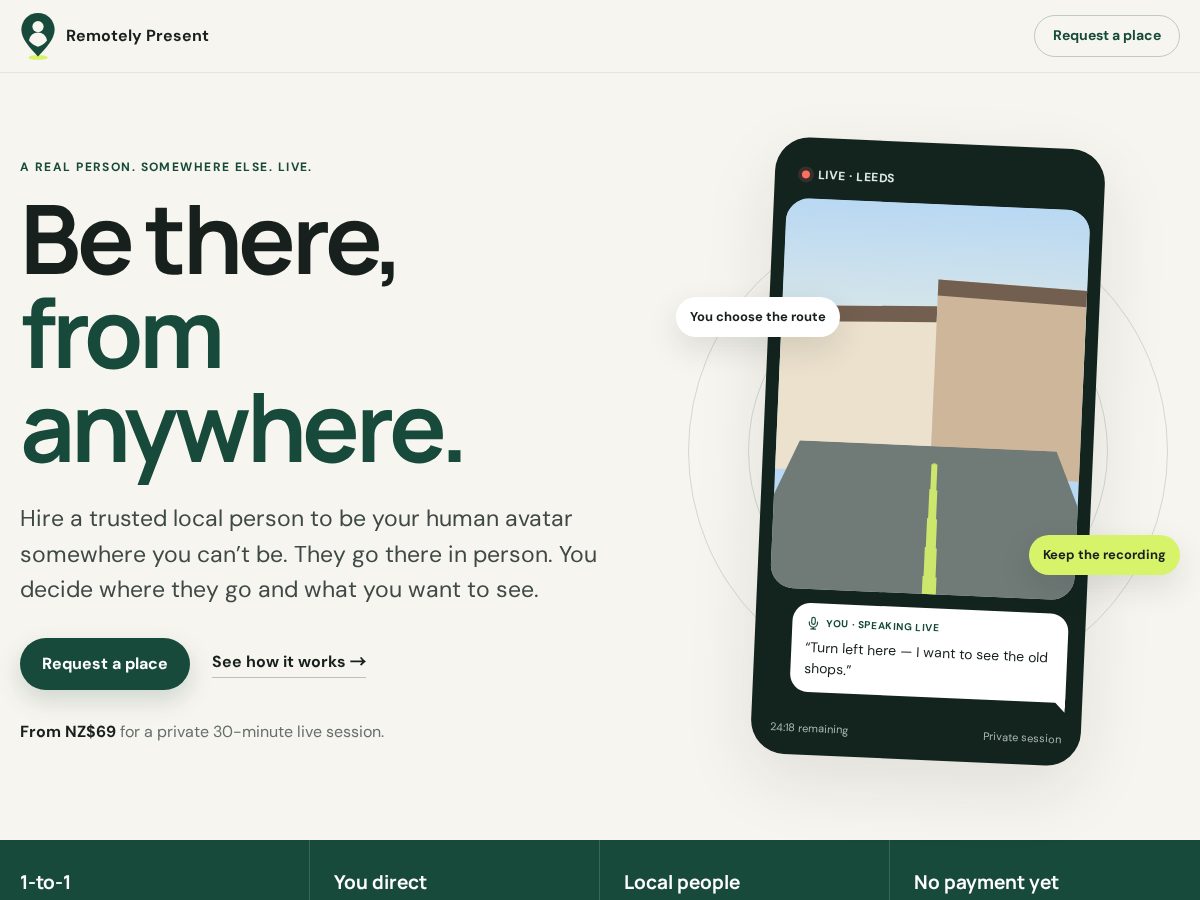 Landing-page snapshot of remotelypresent.com