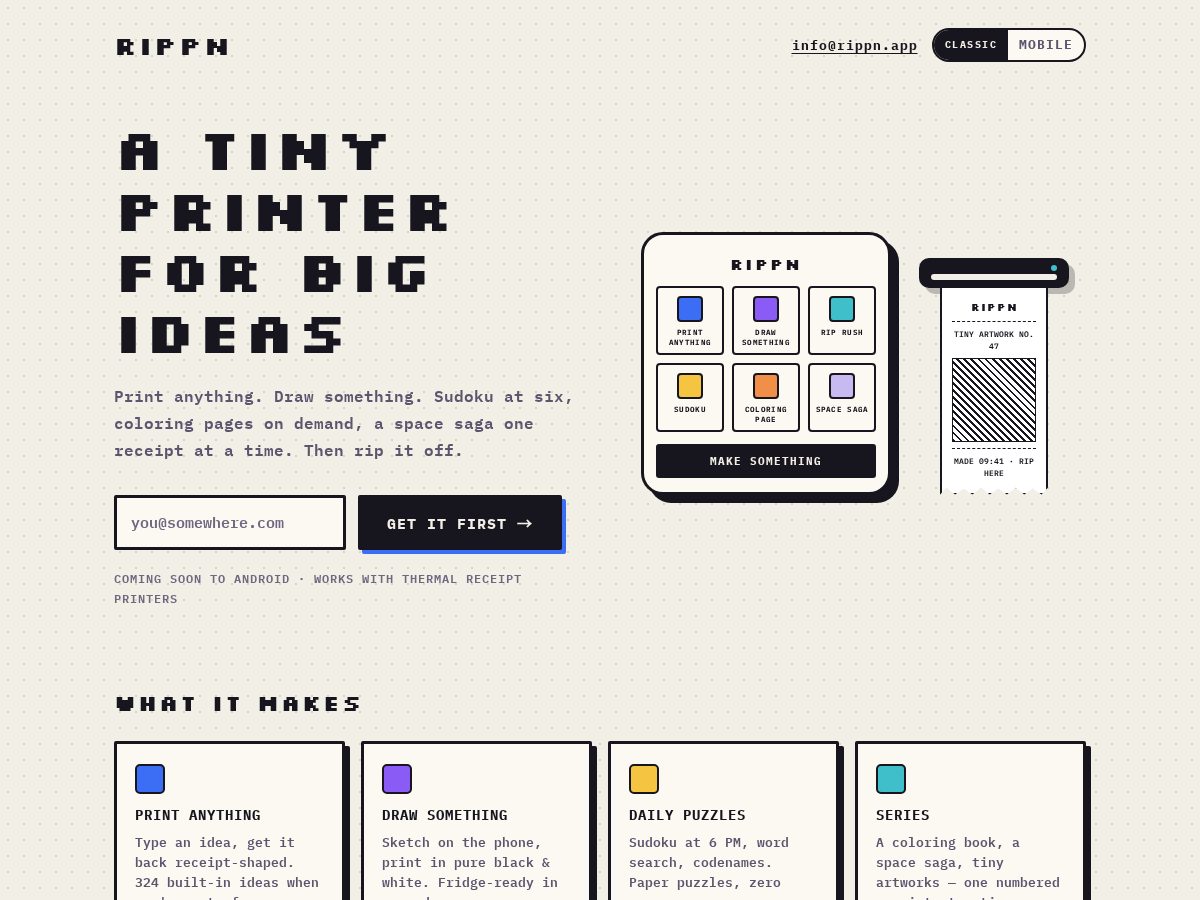 Landing-page snapshot of rippn.app