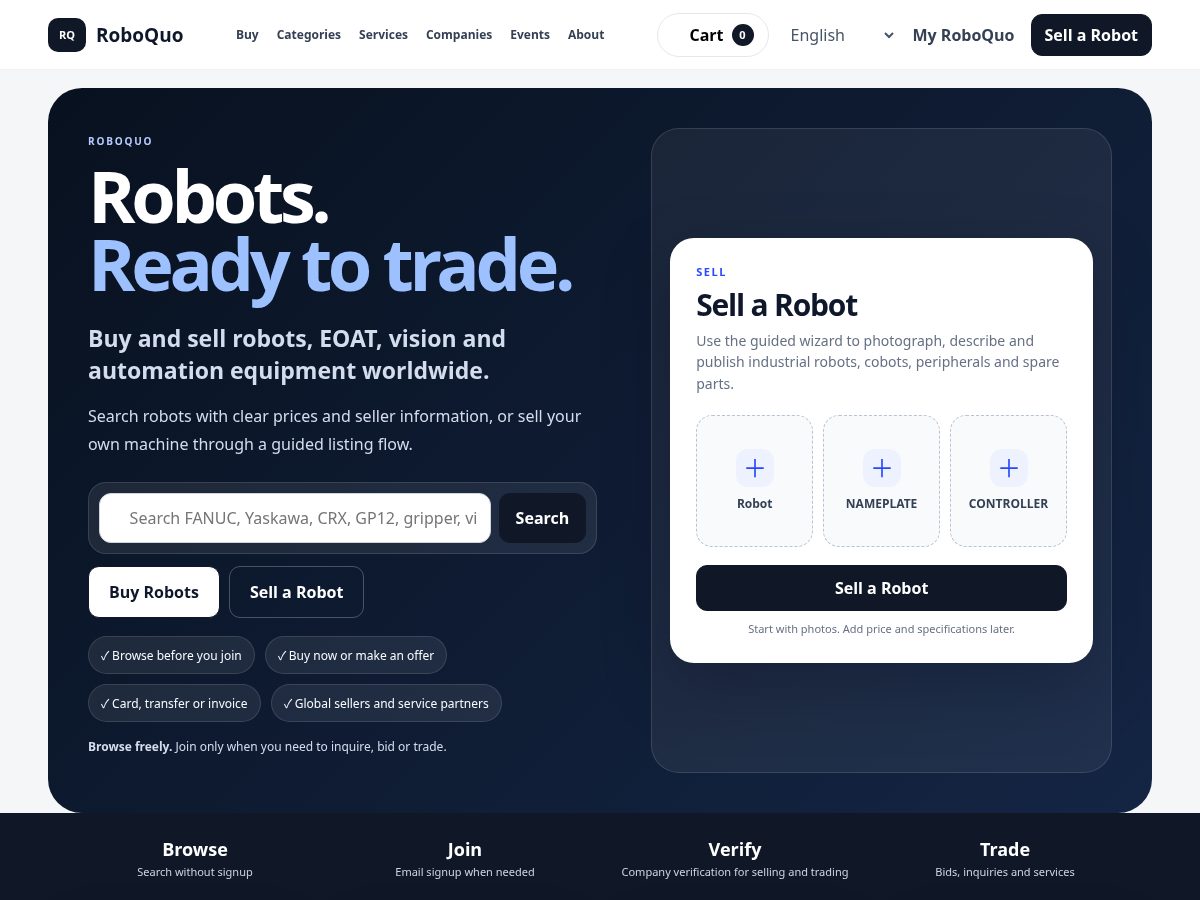 Landing-page snapshot of roboquo.com