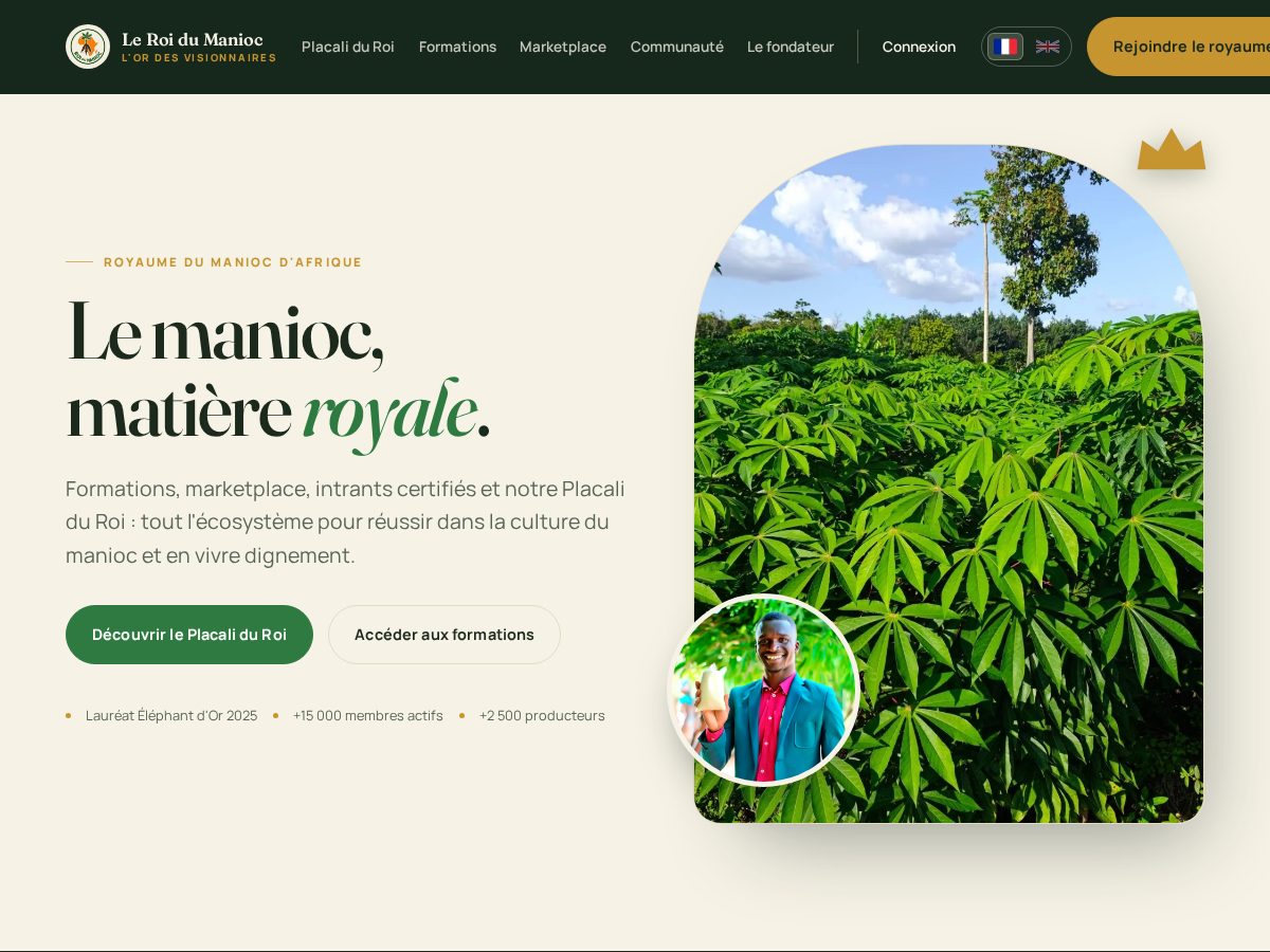 Landing-page snapshot of roidemanioc.com