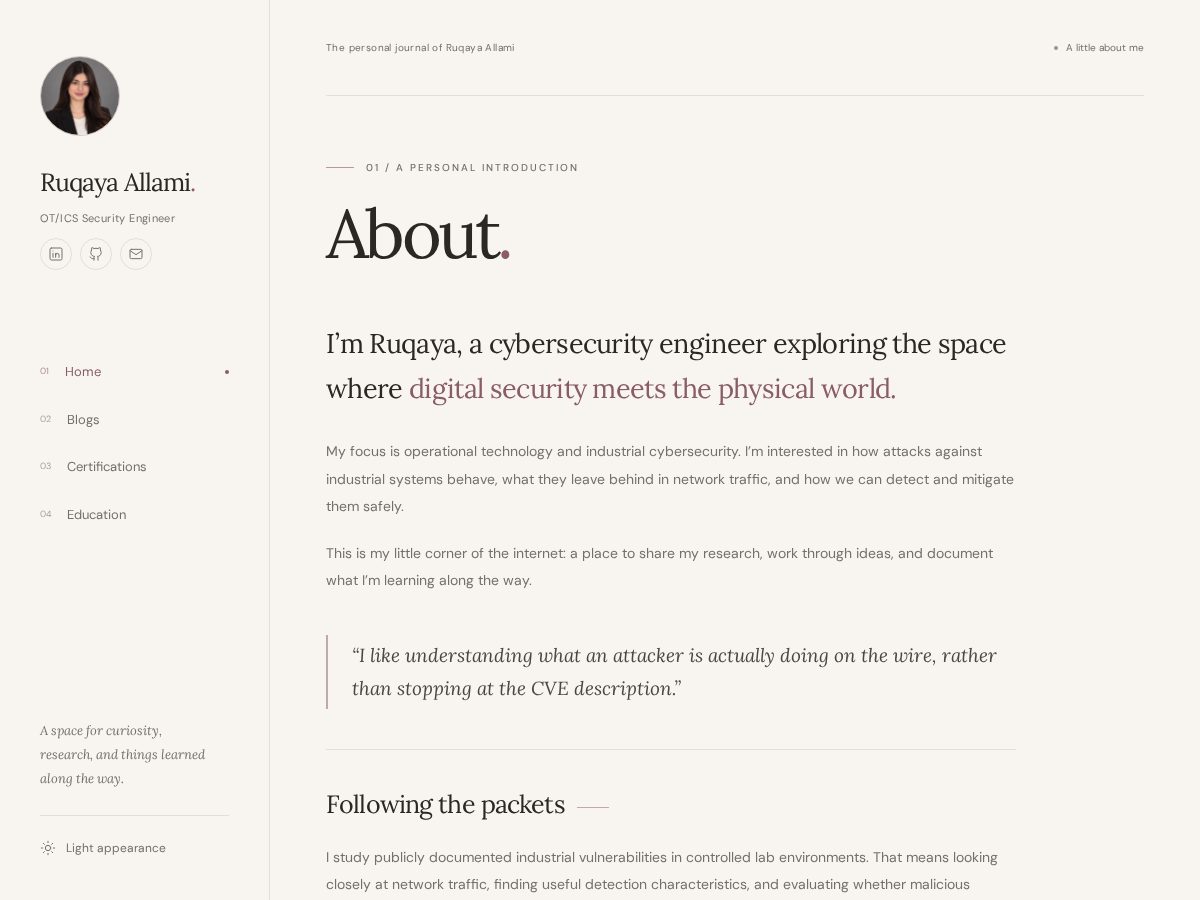Landing-page snapshot of ruqayaallami.com