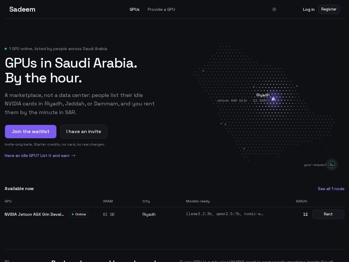 Landing-page snapshot of sadeem.run