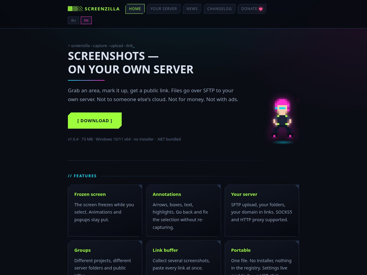 Landing-page snapshot of screenzilla.app