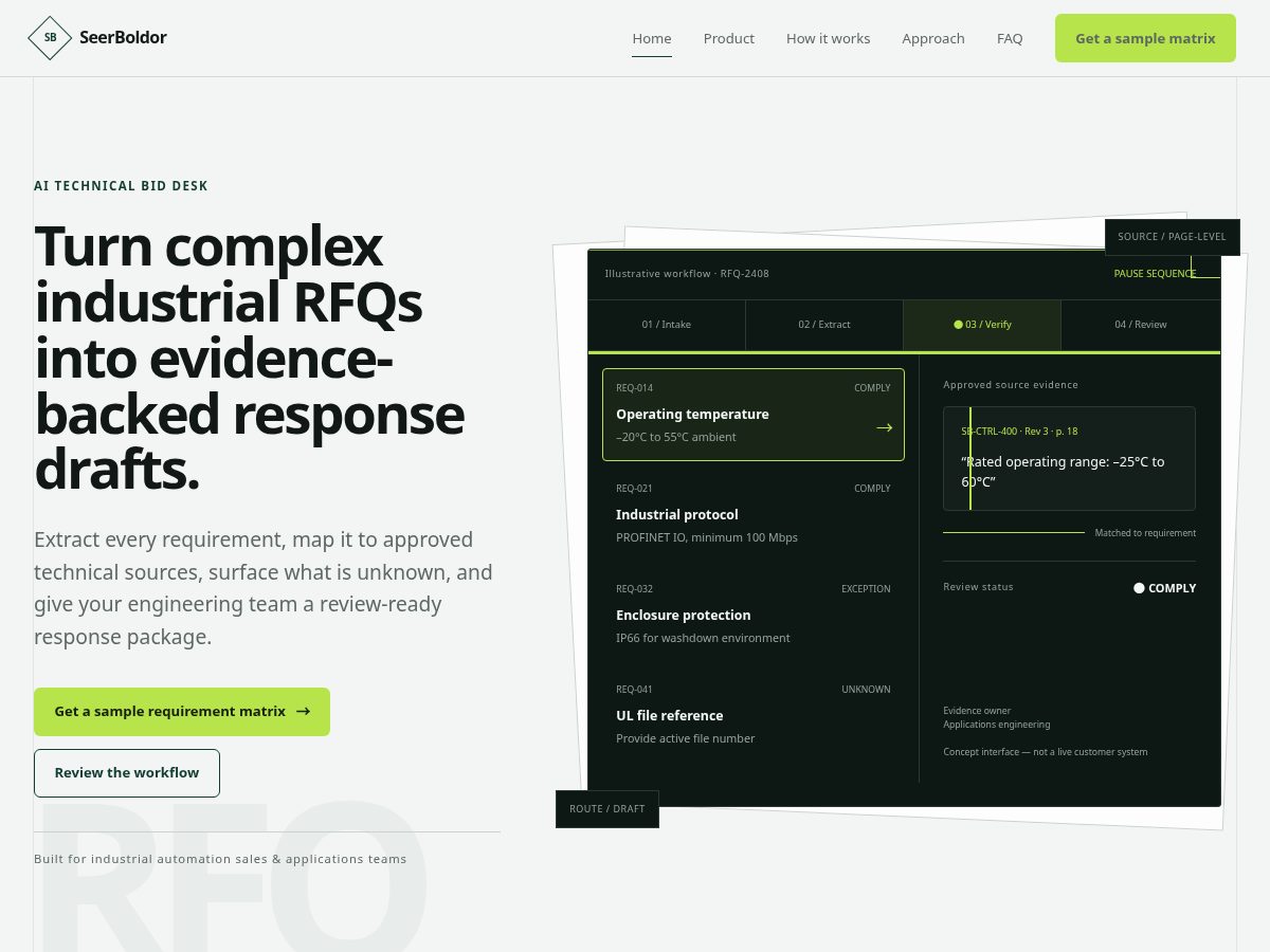 Landing-page snapshot of seerboldor.tech