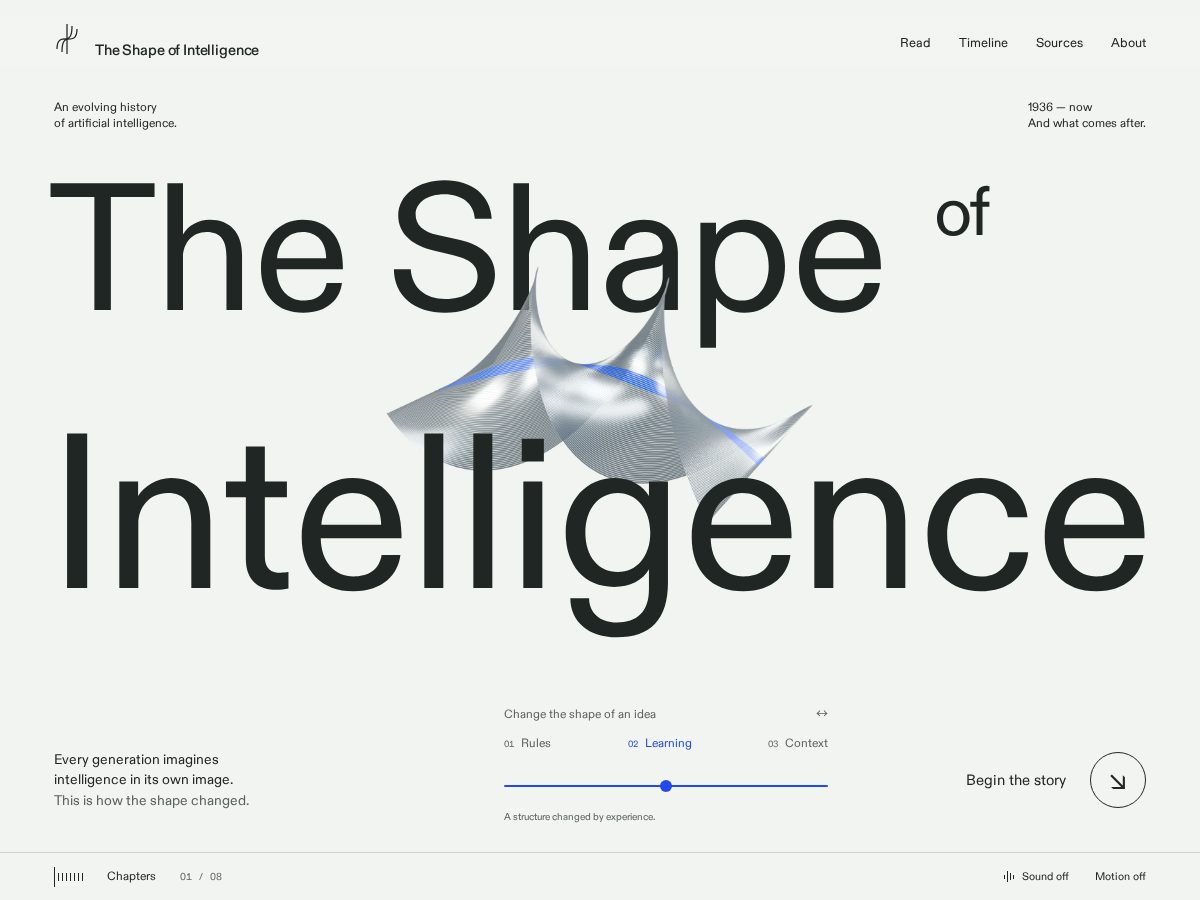 Landing-page snapshot of shapeofintelligence.com