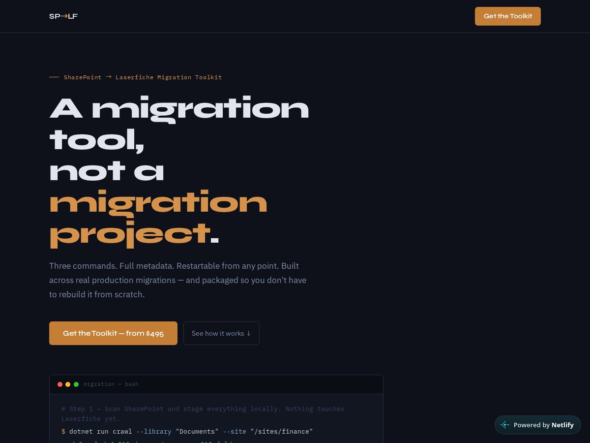 Landing-page snapshot of sharepointtolaserfiche.com