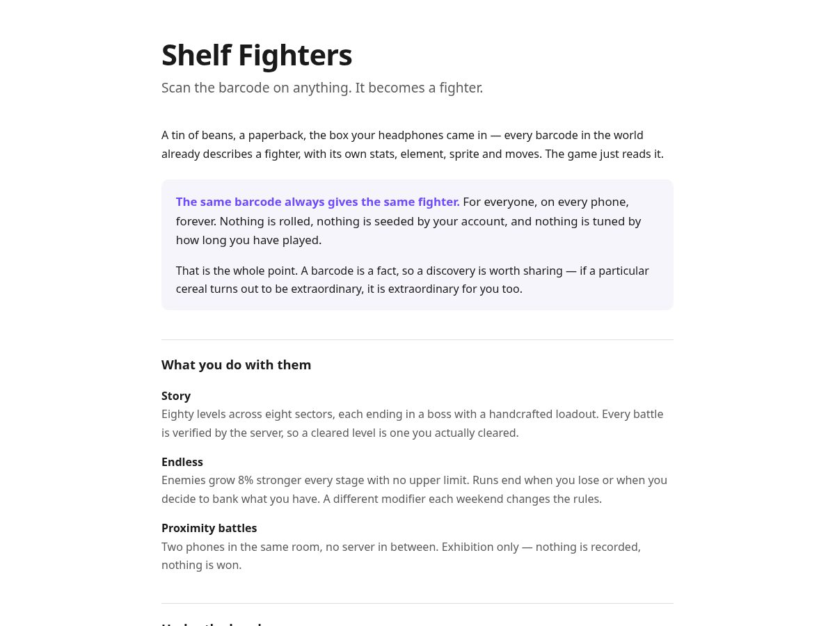 Landing-page snapshot of shelffighters.com