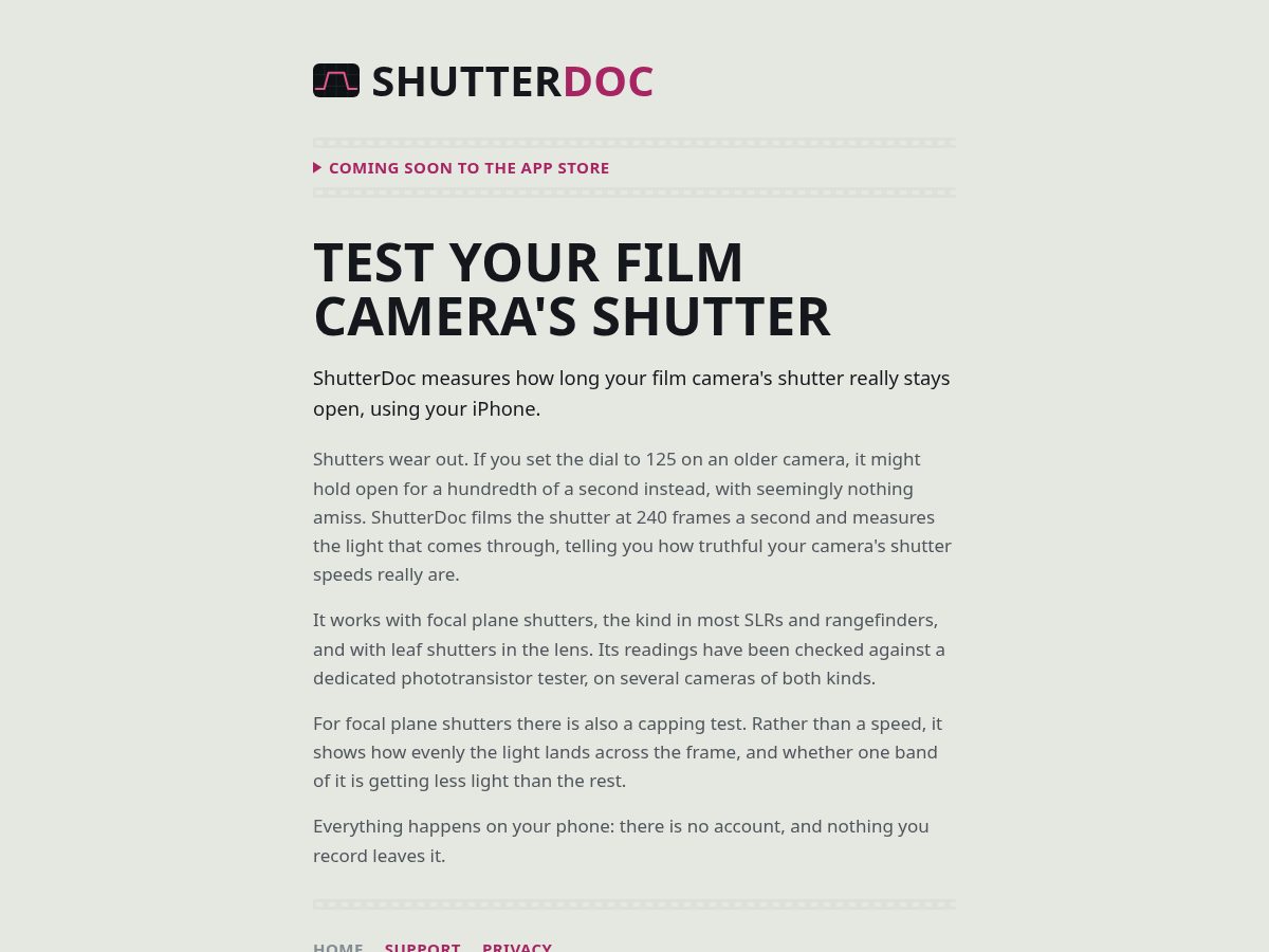 Landing-page snapshot of shutterdoc.app