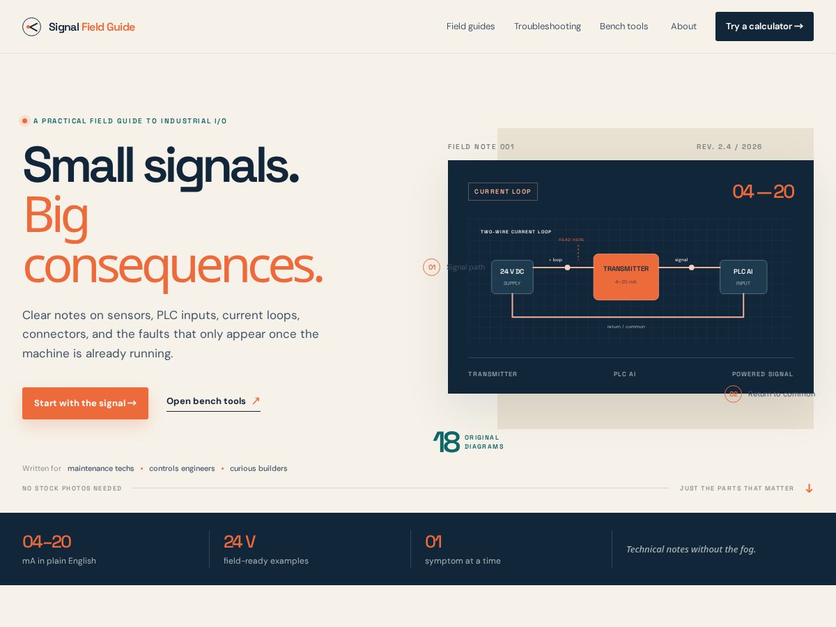 Landing-page snapshot of signalfieldguide.com