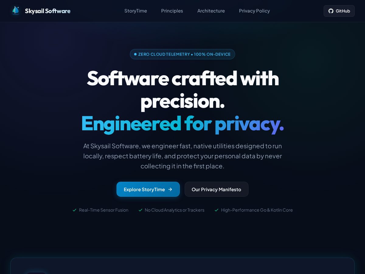 Landing-page snapshot of skysail.dev