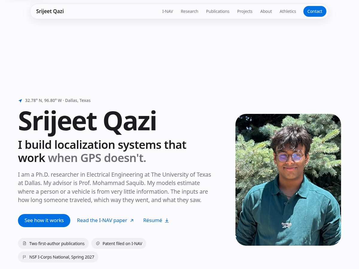 Landing-page snapshot of srijeetqazi.com