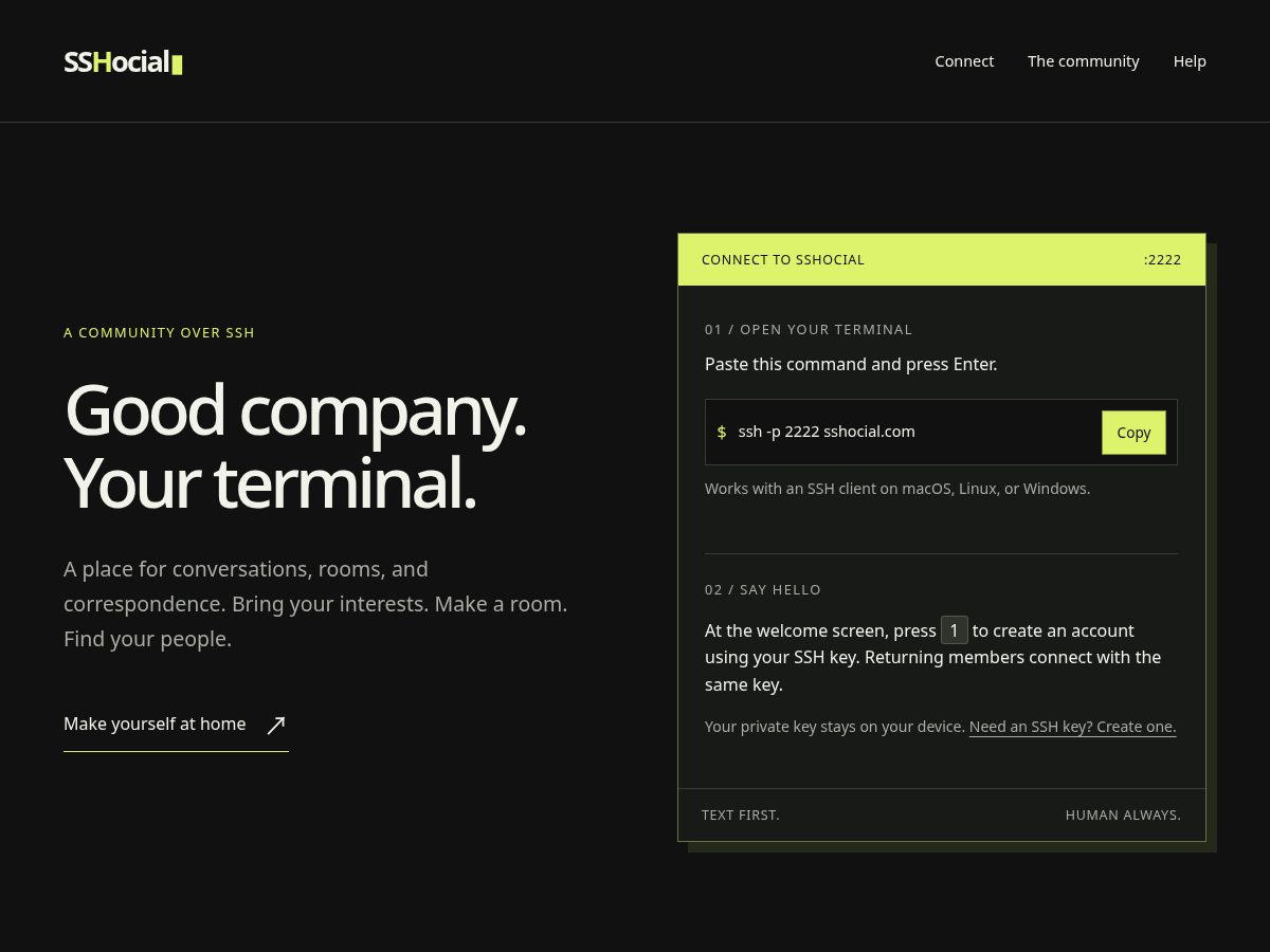 Landing-page snapshot of sshocial.com