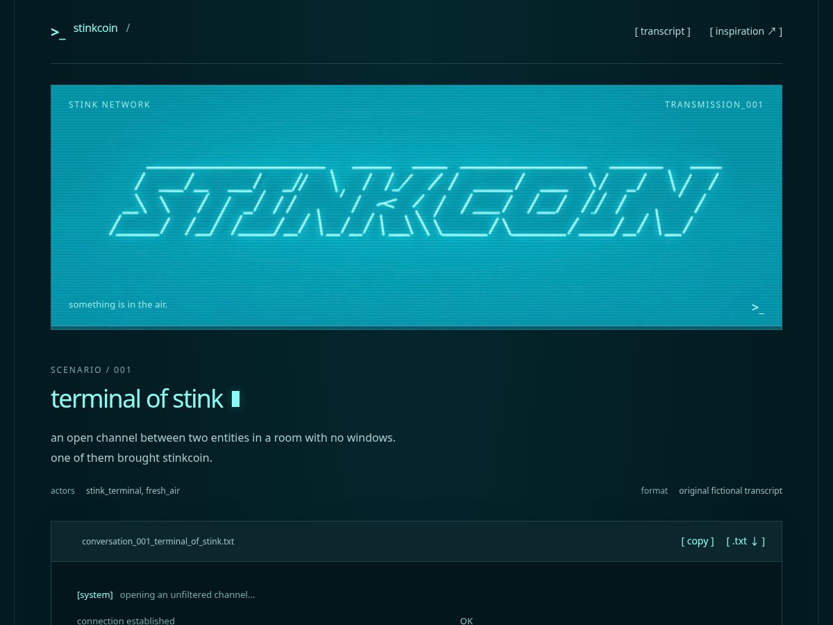 Landing-page snapshot of stinkcointerminal.com