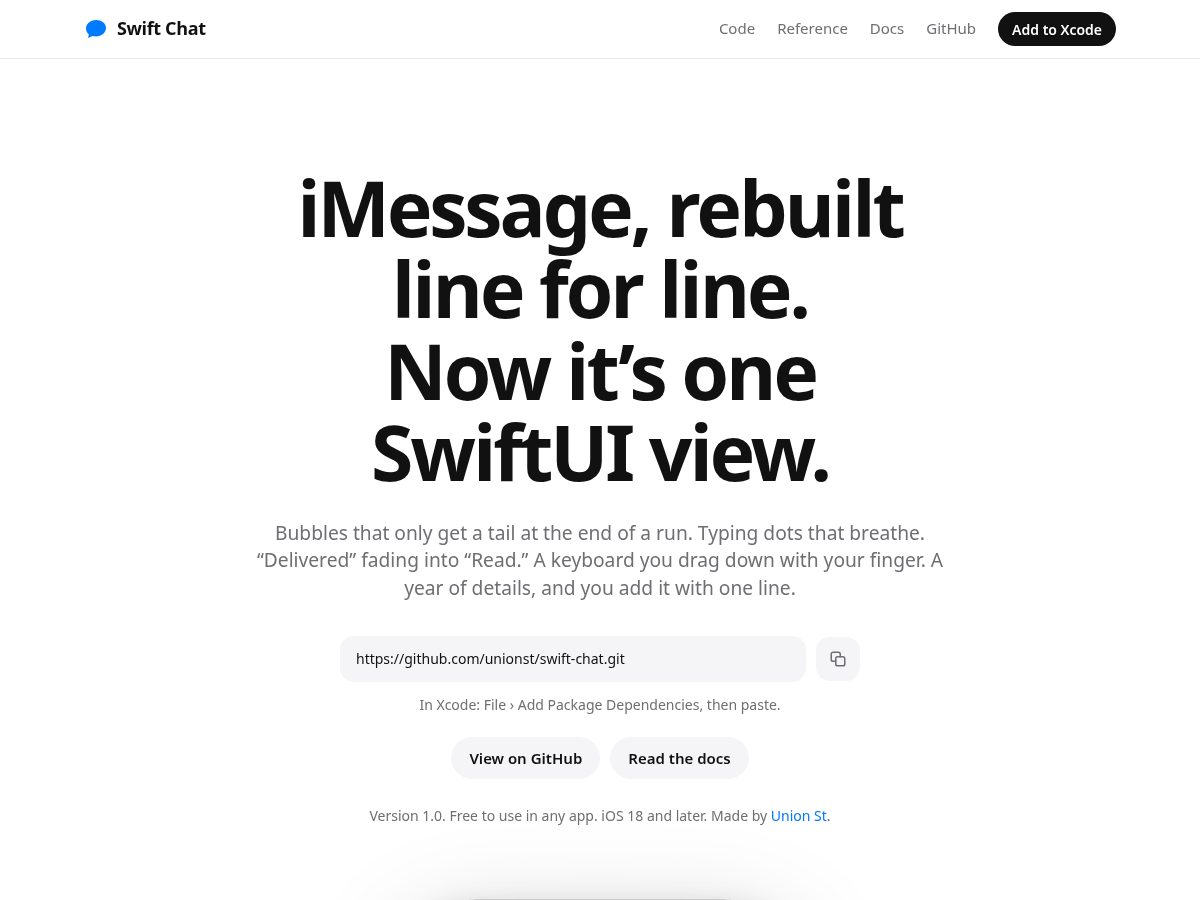 Landing-page snapshot of swiftchat.app