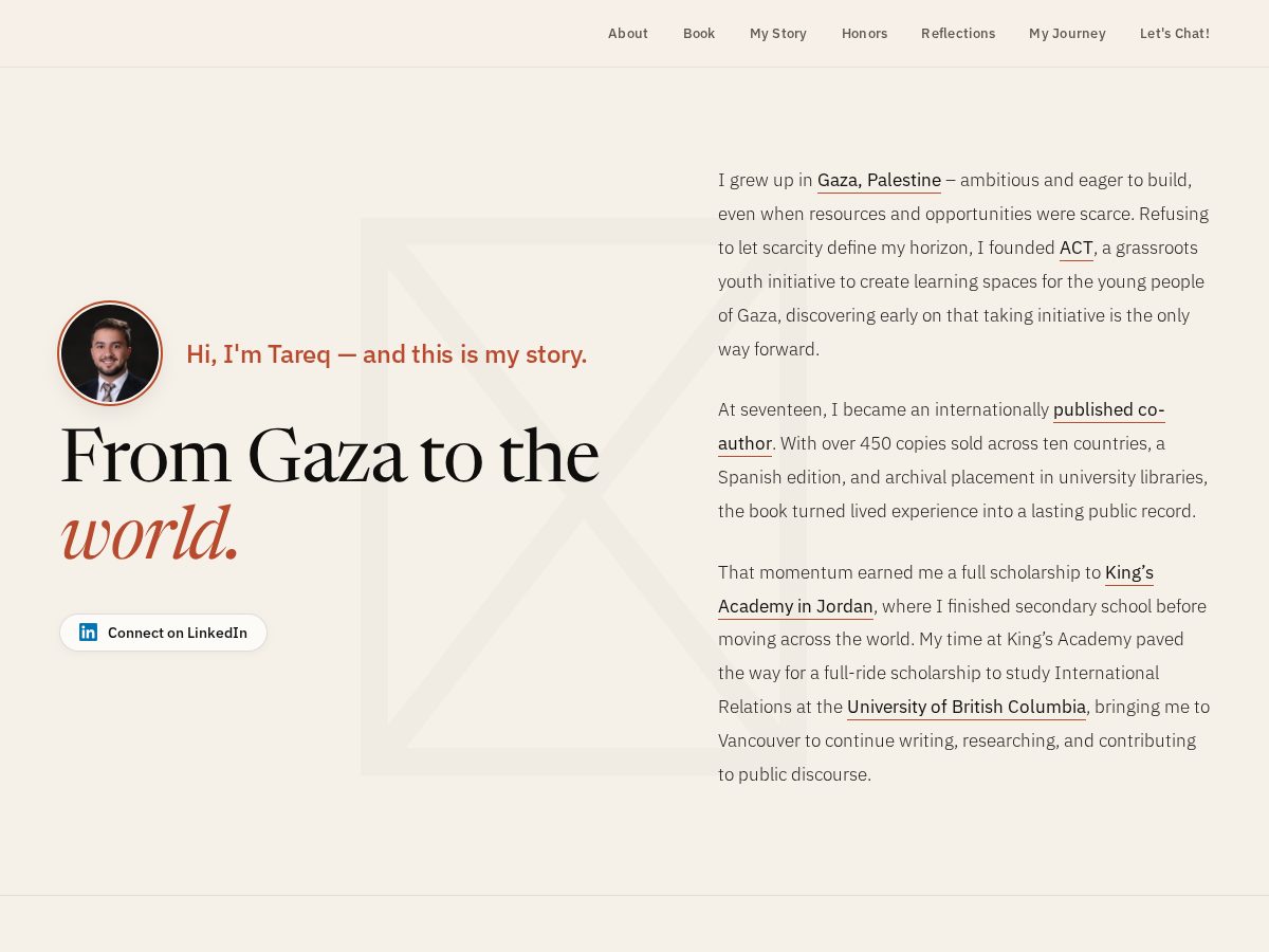 Landing-page snapshot of tareqalsourani.com