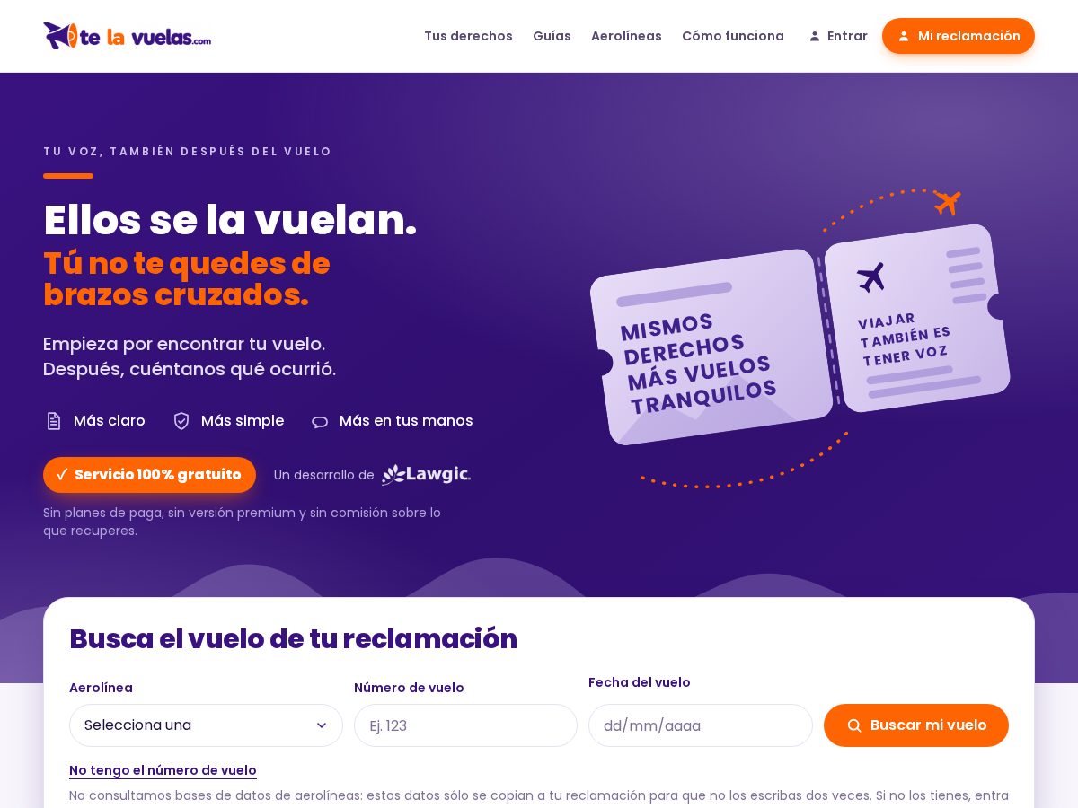 Landing-page snapshot of telavuelas.com